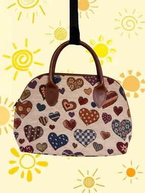 Vintage Orvis tapestry hearts purse